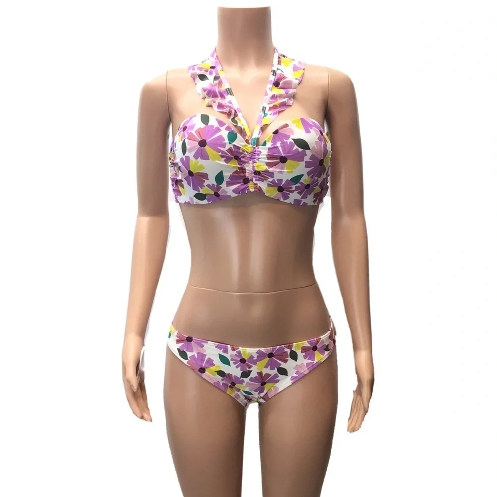 2pc Kate Spade White Floral Cruise Convertible Bikini Set